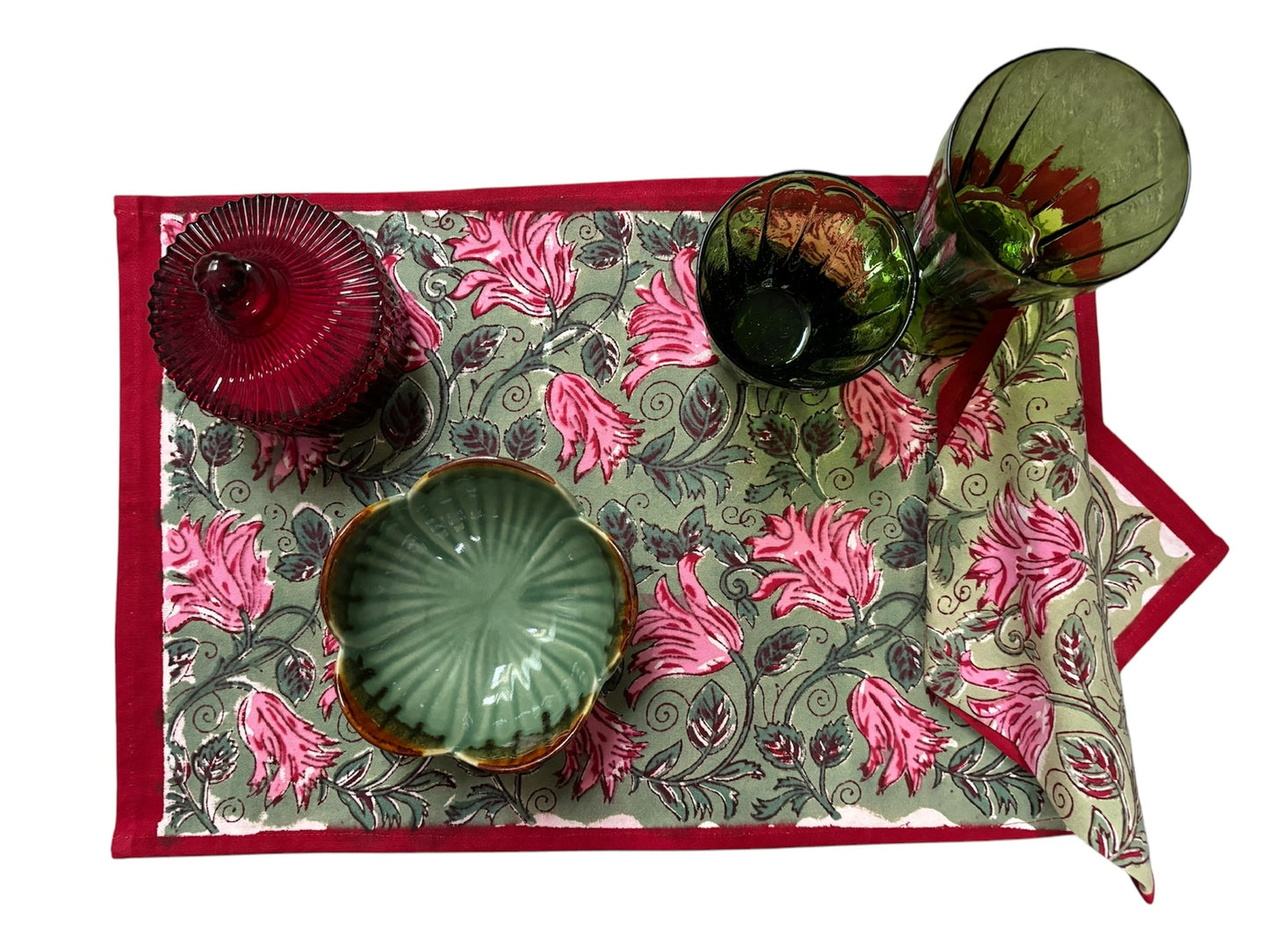 Tovaglietta Americana printblock fiori fucsia
