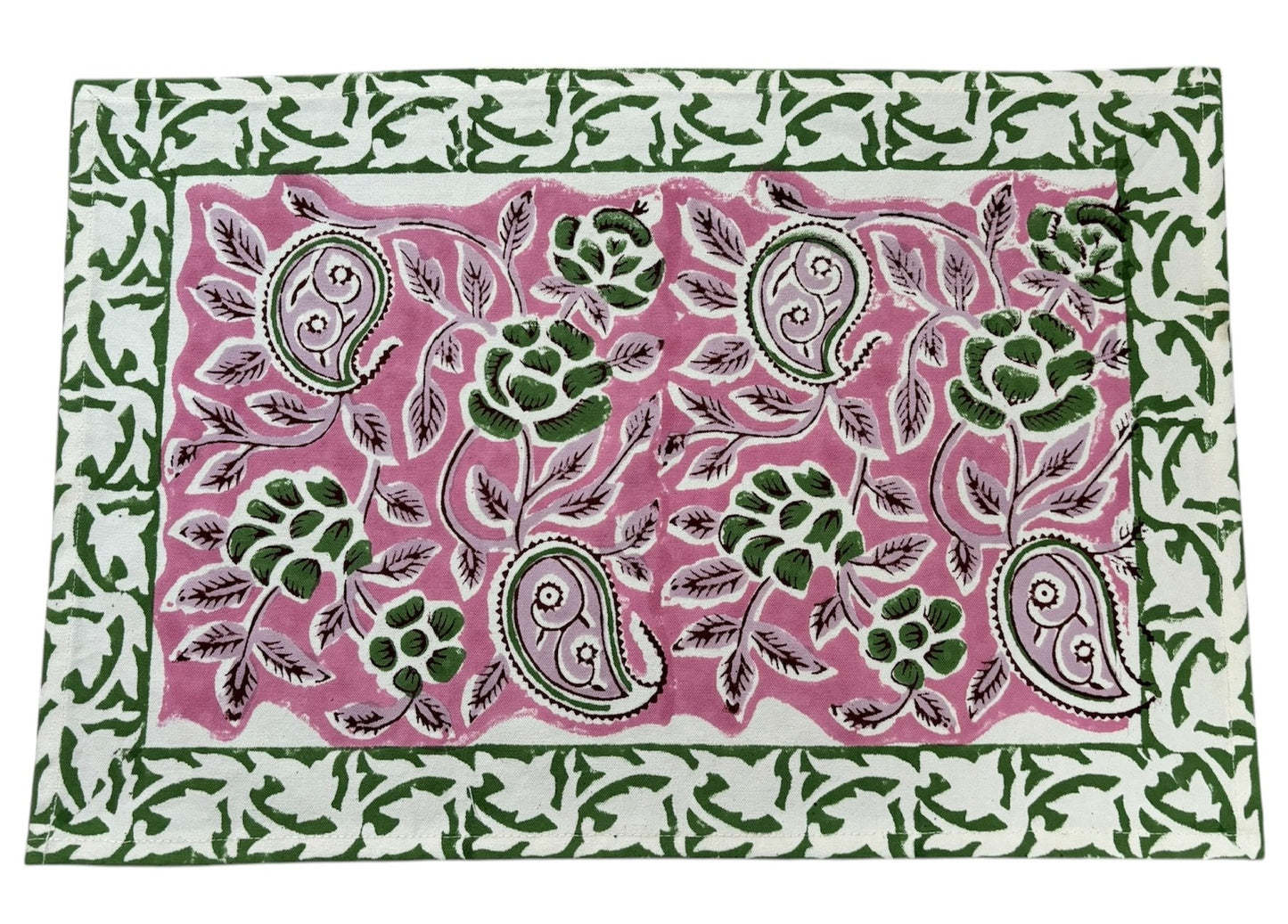 Tovaglietta Americana printblock fiori verdi e rosa