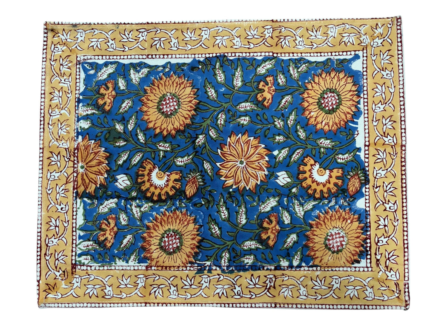 Tovaglietta Americana printblock blu fiori arancio