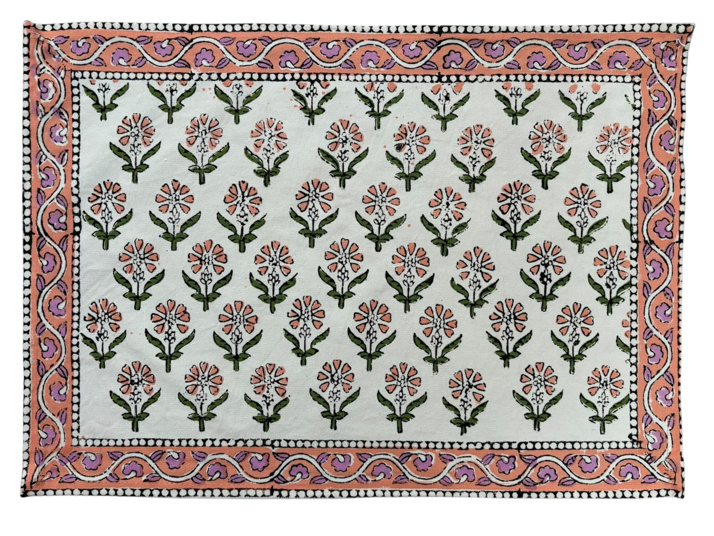 Tovaglietta Americana printblock fiori corallo